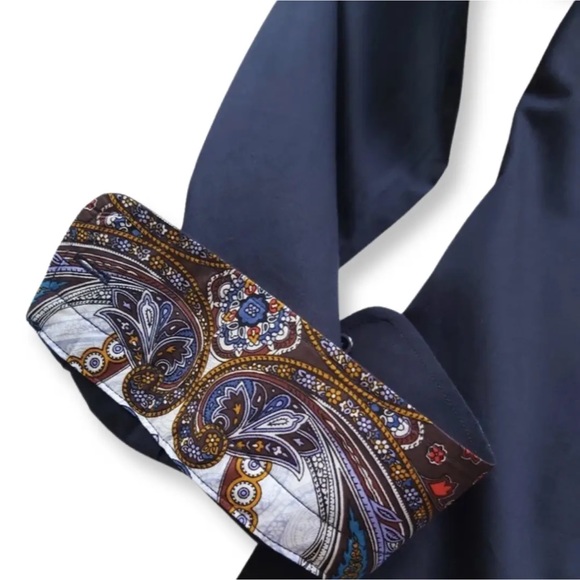 Etro Milano Vintage Navy Blue Button Front Men's Shirt,Size S - Picture 9 of 9